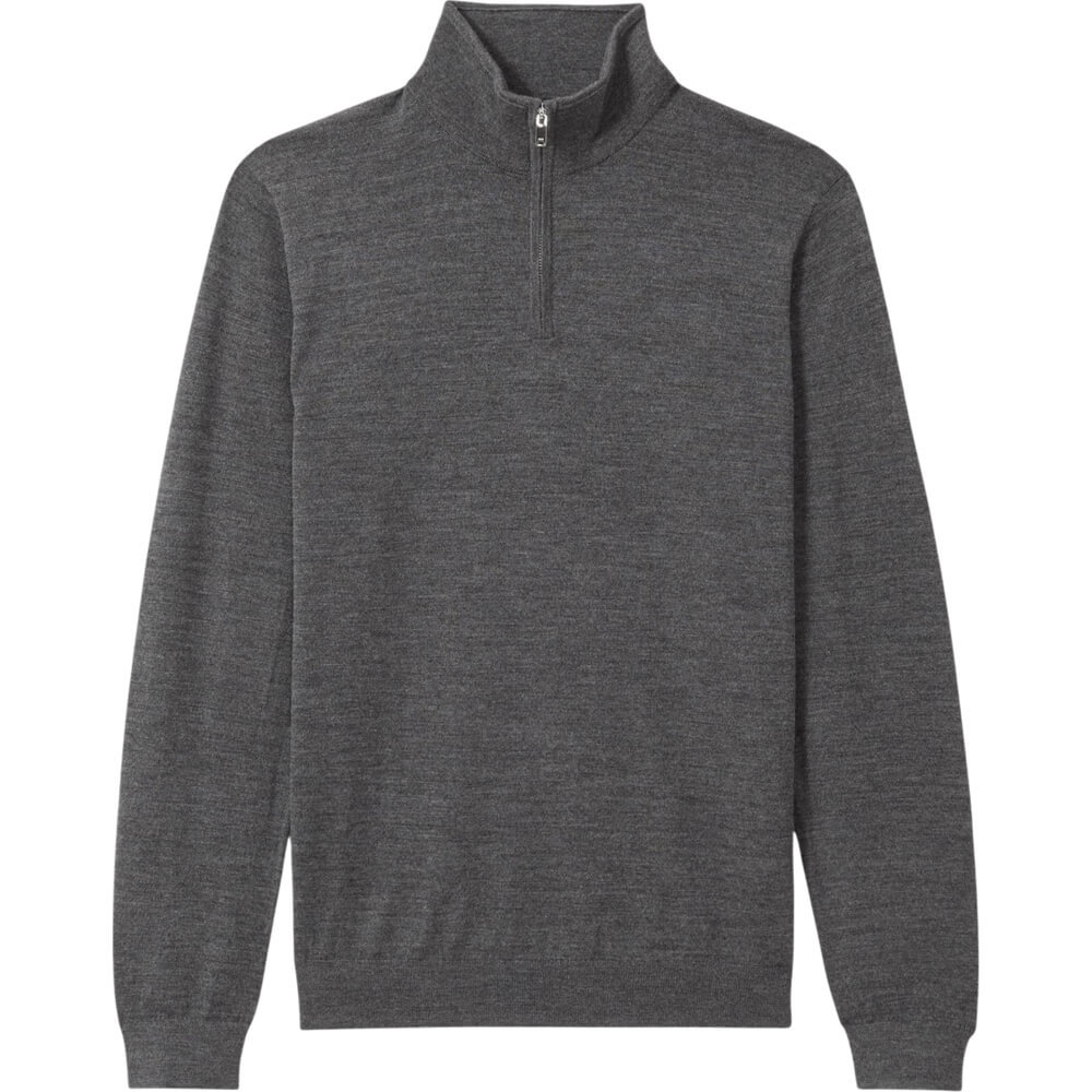REISS BLACKHALL Merino Wool Half Zip Funnel Neck Jumper